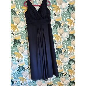 Bill Levkoff Navy Blue Sleeveless V-Neck Formal Dress fit & flare sz 22 (3x)